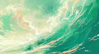 端午节水浪花绿色创意插画背景