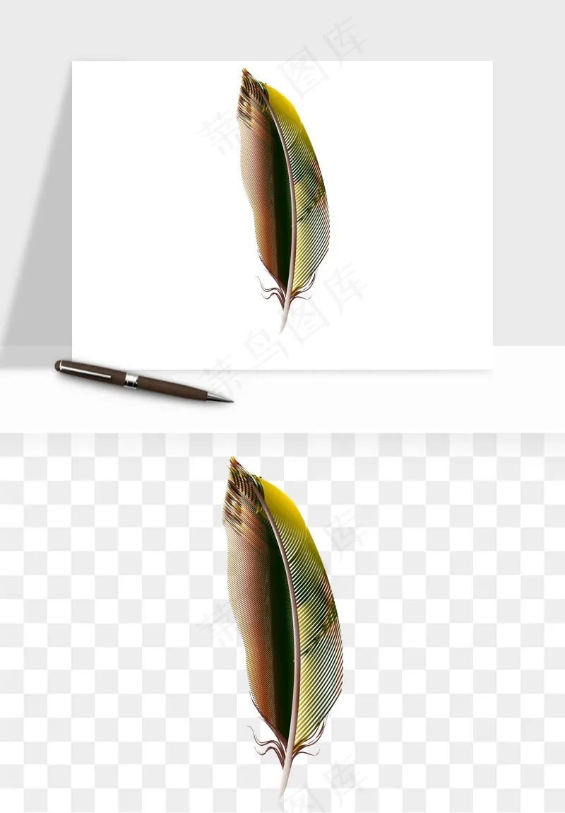 白羽毛漂浮彩色羽毛png免抠