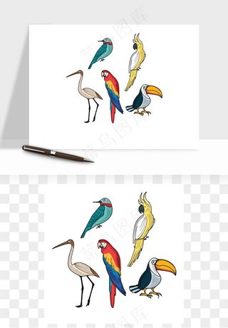 小鸟手绘矢量