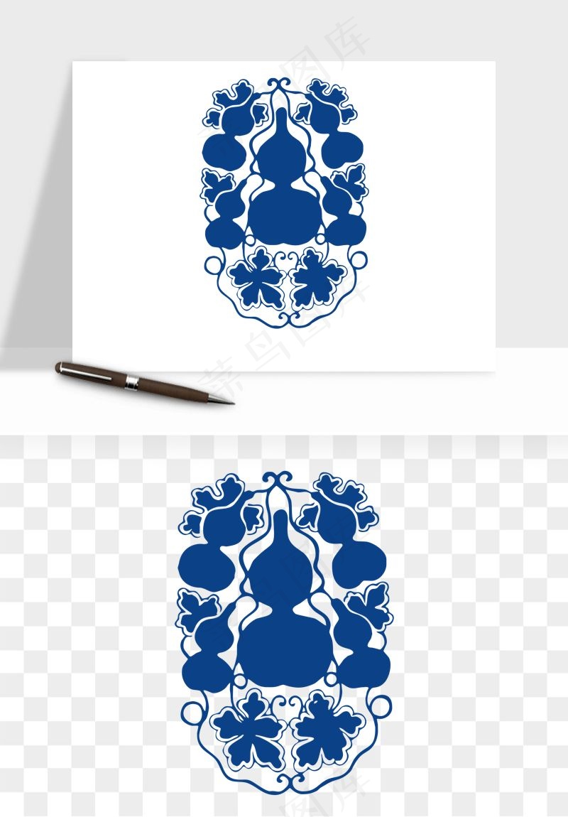 青花瓷花纹花卉图案png免抠