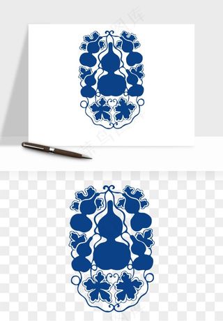 青花瓷花纹花卉图案png免抠
