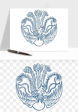 青花瓷花纹花卉图案png免抠