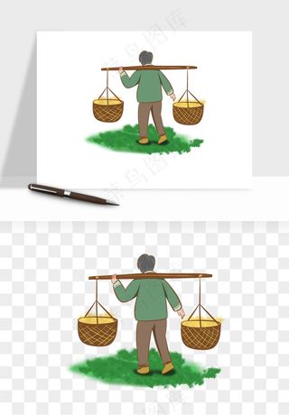 手绘节气人物插画png免抠