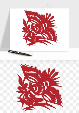 传统花鸟动物剪纸png免抠