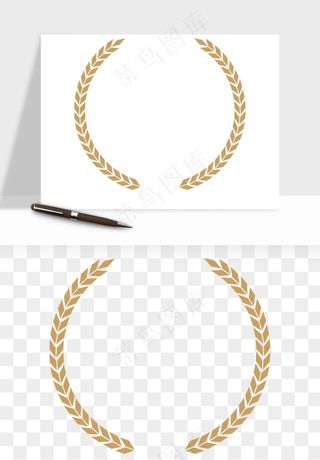 边框橄榄桂枝麦穗奖章png免抠