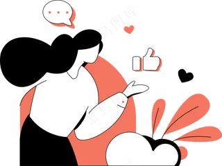  女生点赞 橙色扁平商务插画