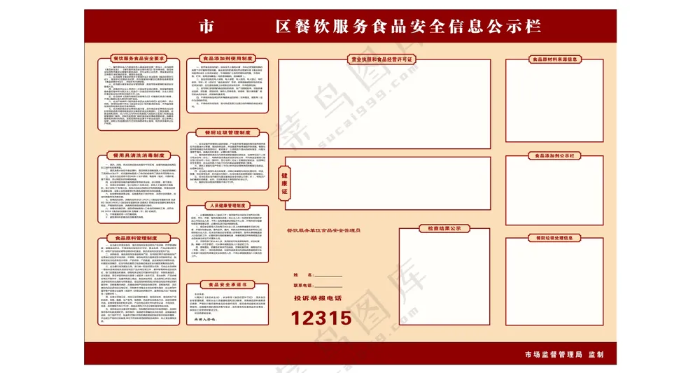 食品卫生安全公示栏