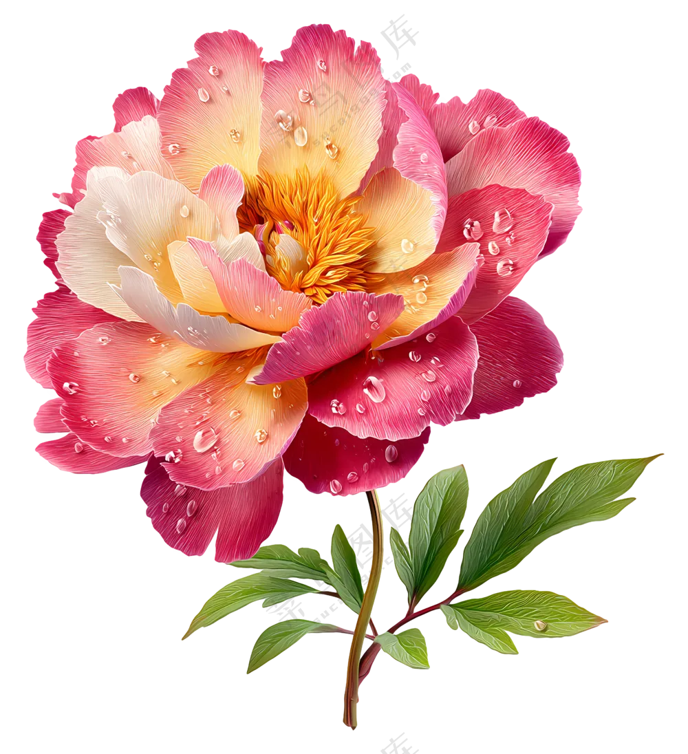 -带着露珠的粉色牡丹花