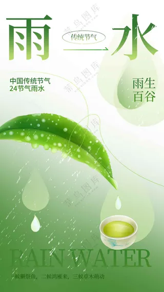 雨水节气传统活动海报