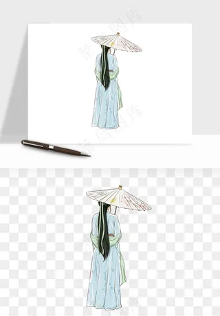 古风美人女子背影png免抠