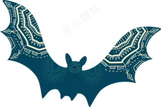 深蓝色蝙蝠 波西米亚风格花纹小动物