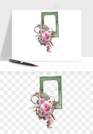 复古花卉相框欧式png免抠