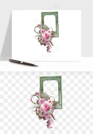 复古花卉相框欧式png免抠