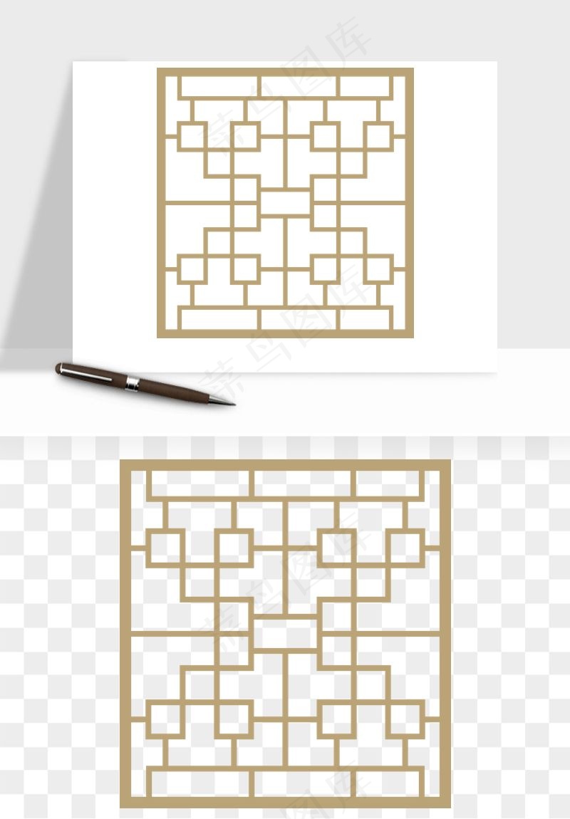 中式镂空古典图案png免抠