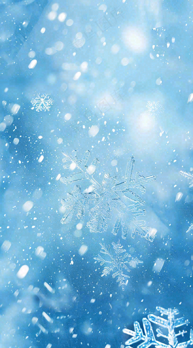 冬天白雪覆盖寒冷唯美雪景小寒插画背景