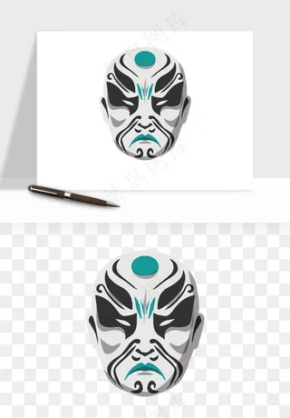 手绘戏剧脸谱卡通面具png免抠