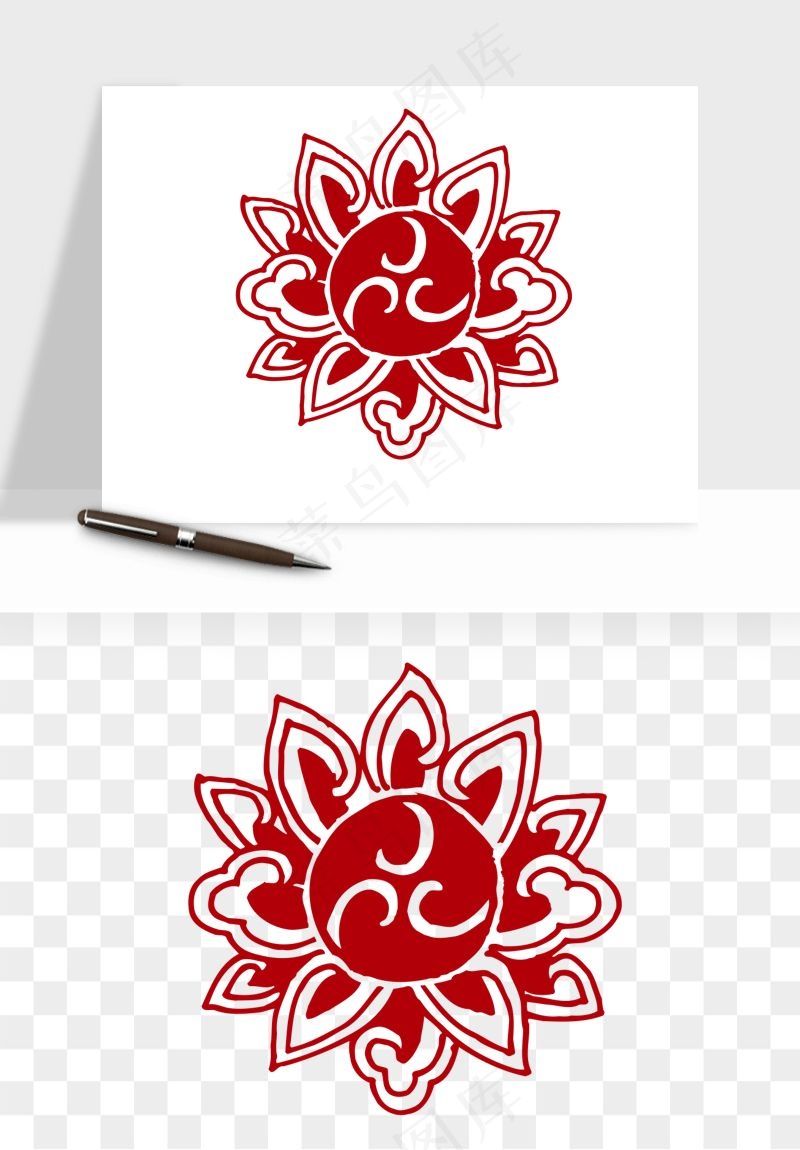 传统窗花剪纸图案png免抠