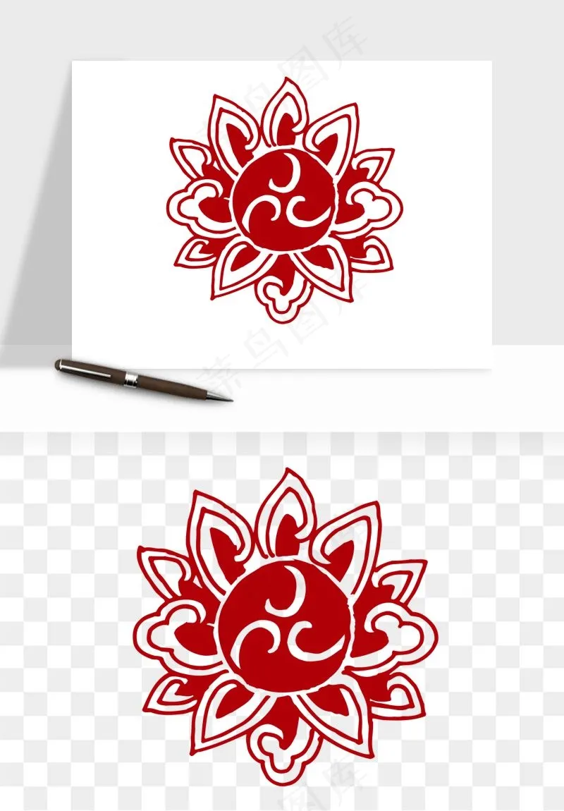 传统窗花剪纸图案png免抠