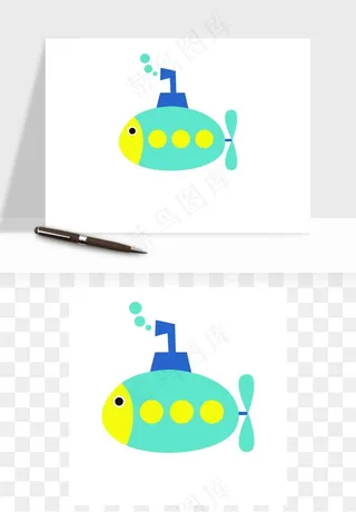 卡通潜艇矢量
