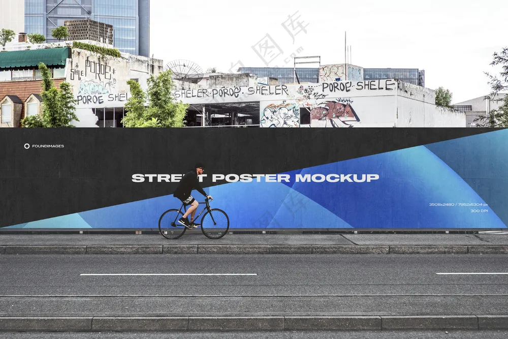 05户外巨幅海报样机广告墙绘PS模板