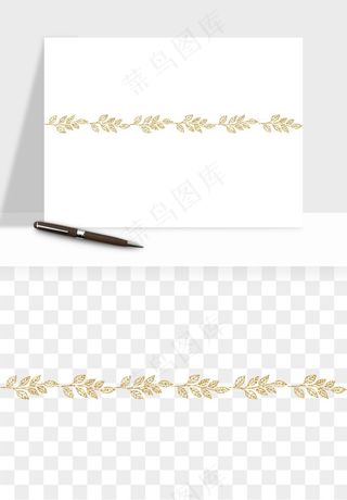 金色植物花环边框png免抠