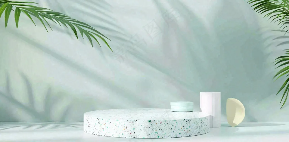 美妆护肤3d展台清新背景