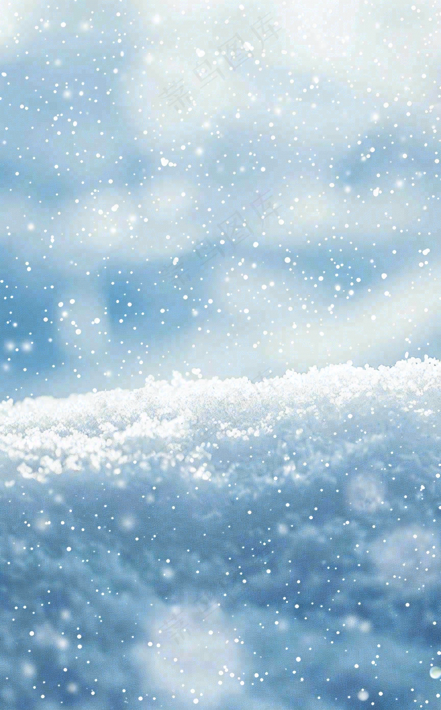 冬天白雪覆盖寒冷唯美雪景小寒插画背景