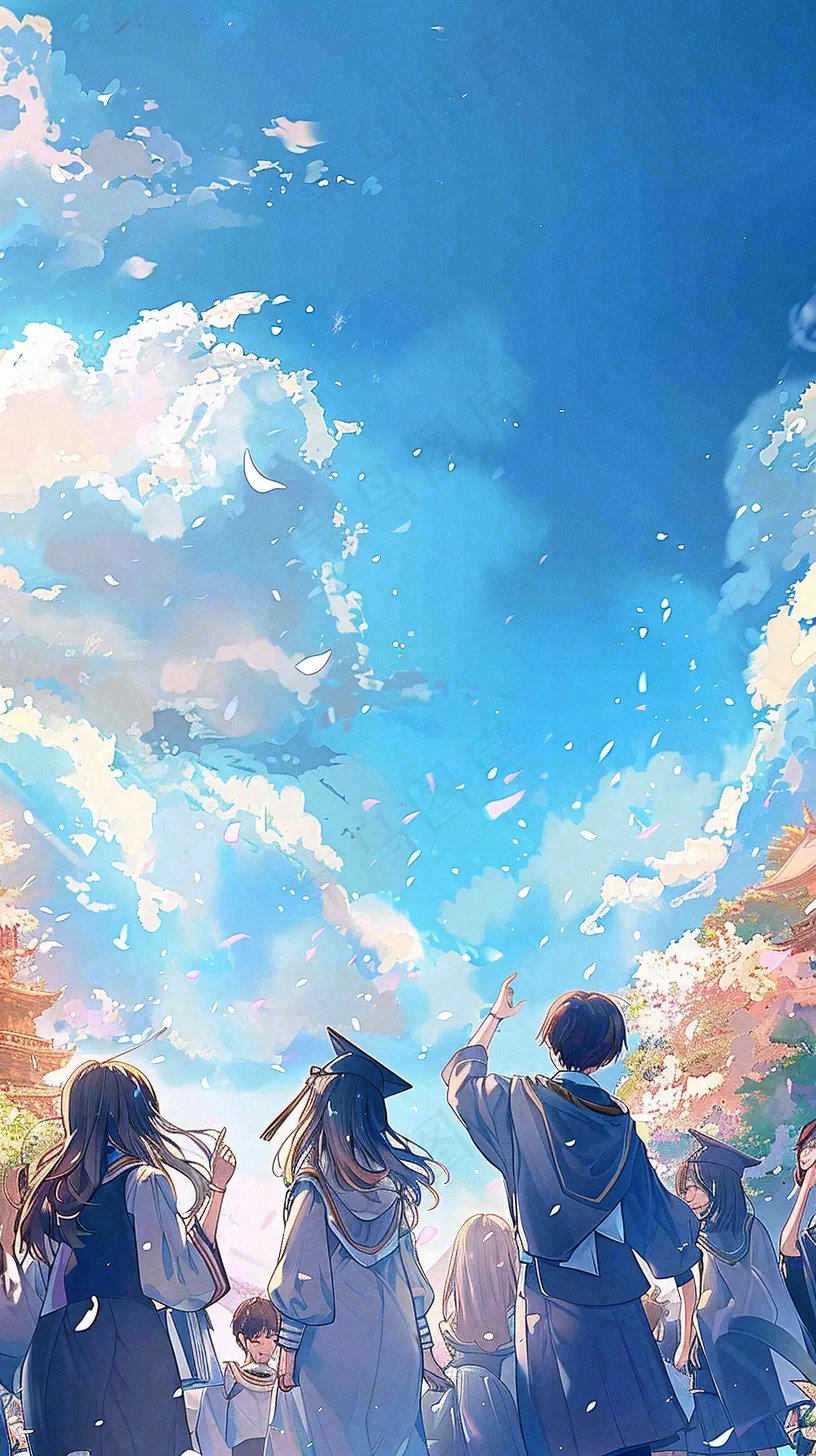 学生毕业季考试青春插画背景