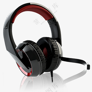 黑红色重工风立体头戴式耳机样机