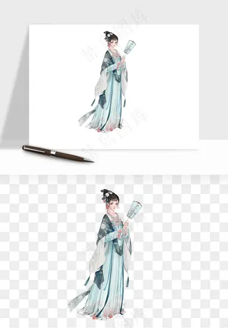 古风美人女子背影png免抠