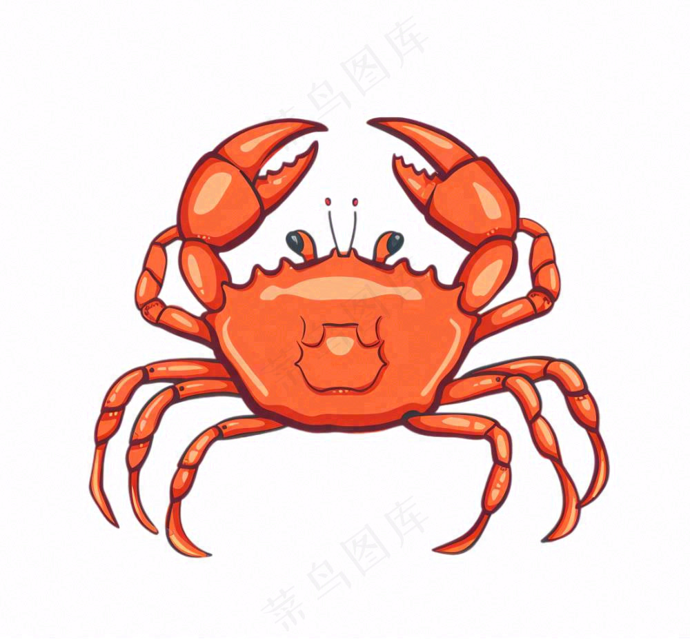 螃蟹海洋动物卡通插画免抠