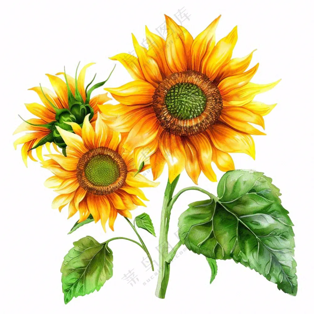 向日葵太阳花花朵插画免抠