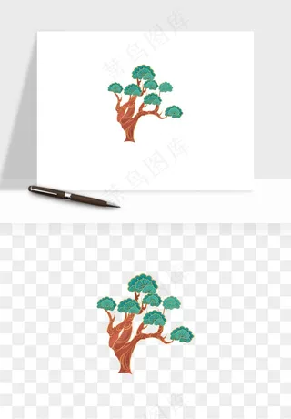 国潮松树松枝松叶png免抠