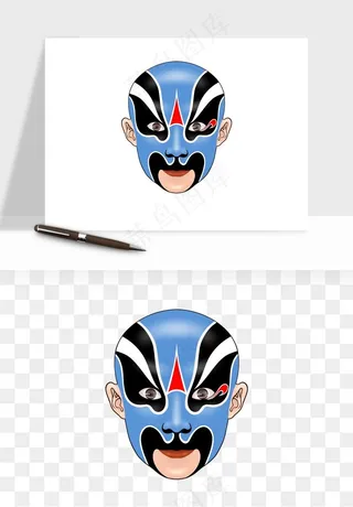 手绘戏剧脸谱卡通面具png免抠