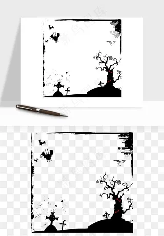 手绘万圣节边框png免抠