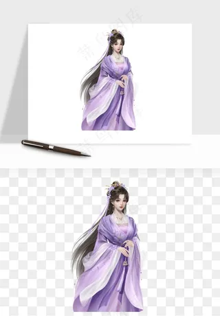 古风美人女子背影png免抠