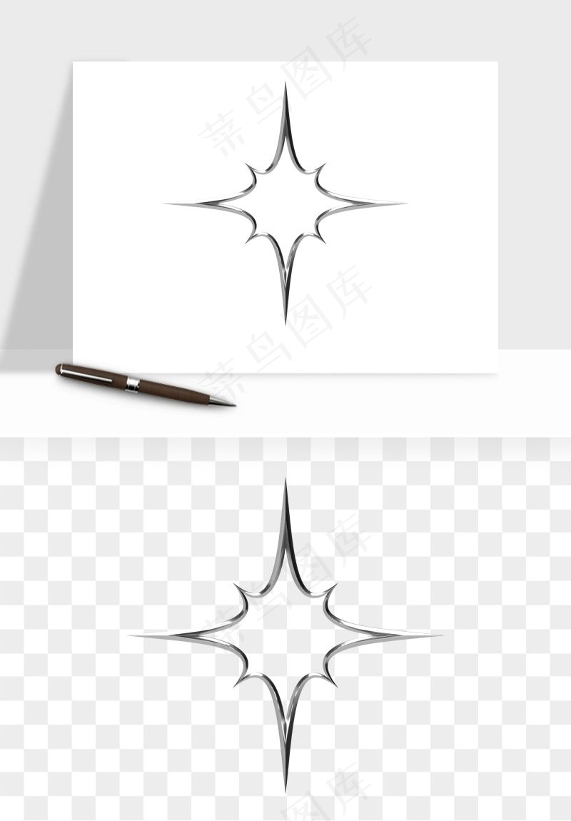 立体潮流金属质感小装饰png免抠