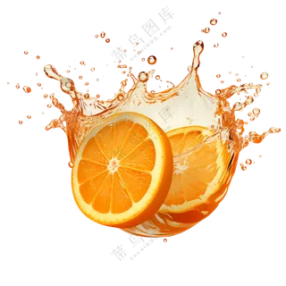 水中飞溅的橙子