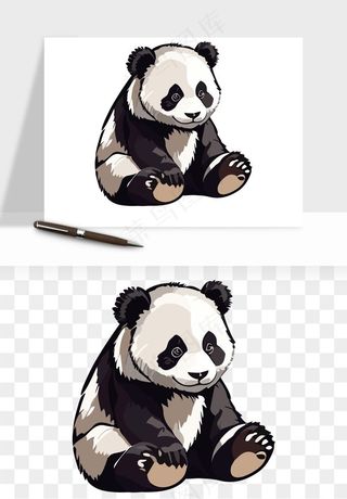 熊猫国宝手绘png免抠