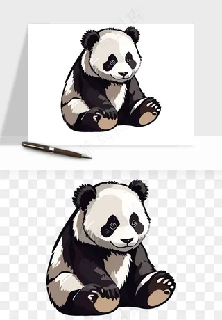 熊猫国宝手绘png免抠