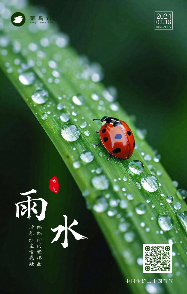 雨水手机海报
