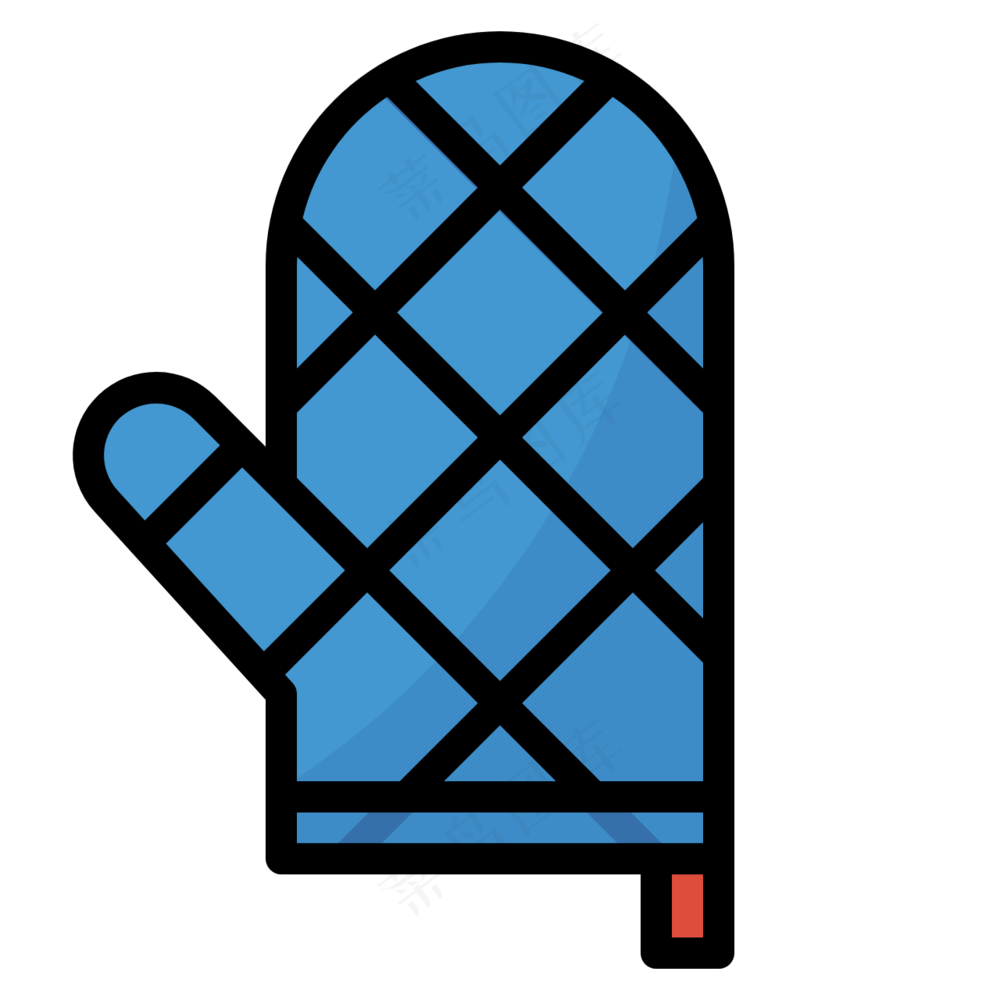 蓝色烤箱厚手套 线性色彩图标