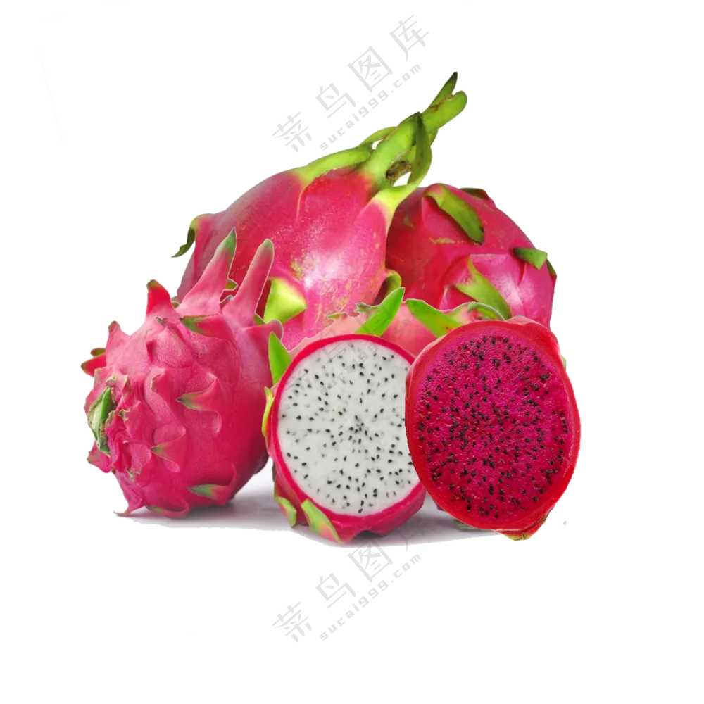 红白心两种火龙果主题免抠图片素材