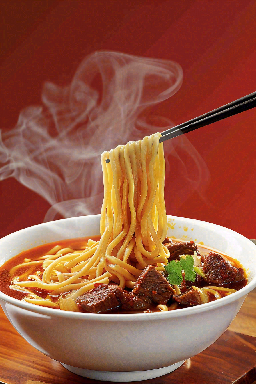 中餐食物美食牛肉面摄影图背景
