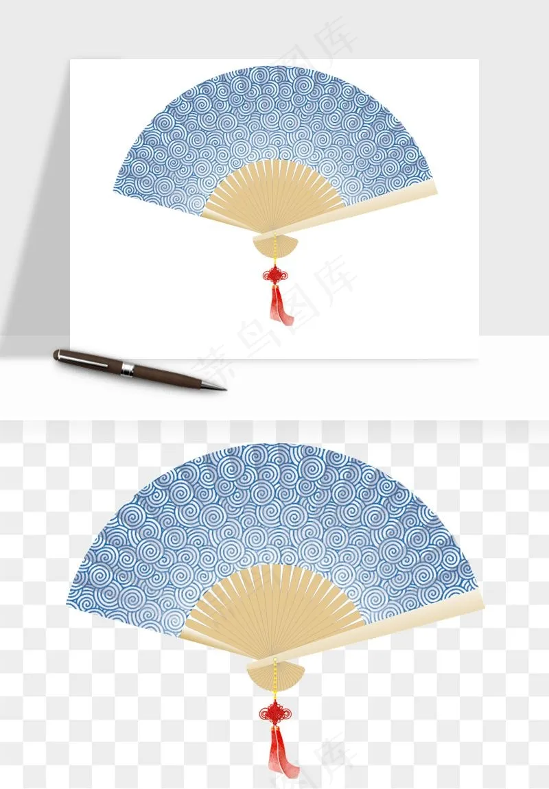 古风扇子元素png免抠