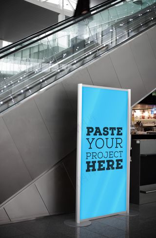 室内商场自动扶梯旁落地海报易拉宝-183