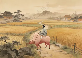 牧童骑黄牛海报