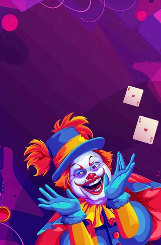 马戏团小丑表演开心紫色卡通搞怪愚人节插画背景