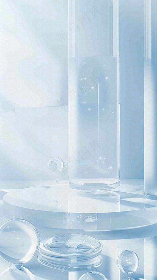 美妆护肤3d展台清新背景