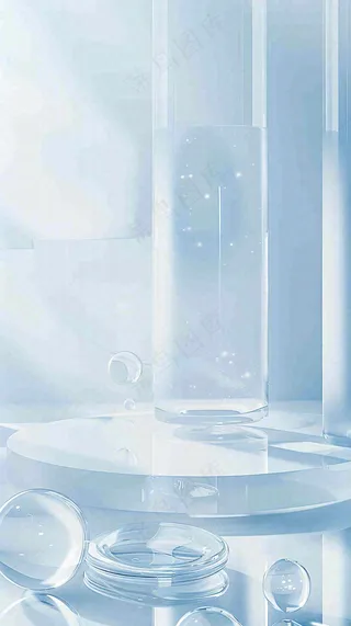 美妆护肤3d展台清新背景